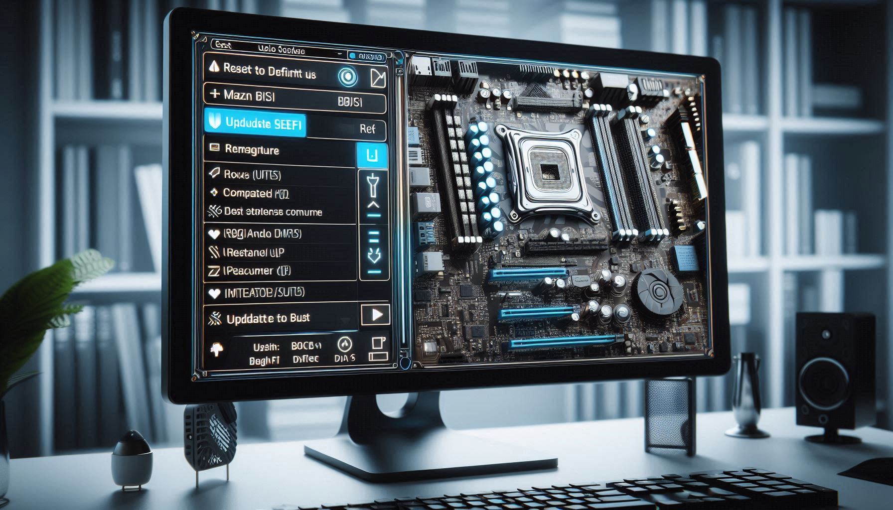 BIOS interface with an option to reset settings to default.