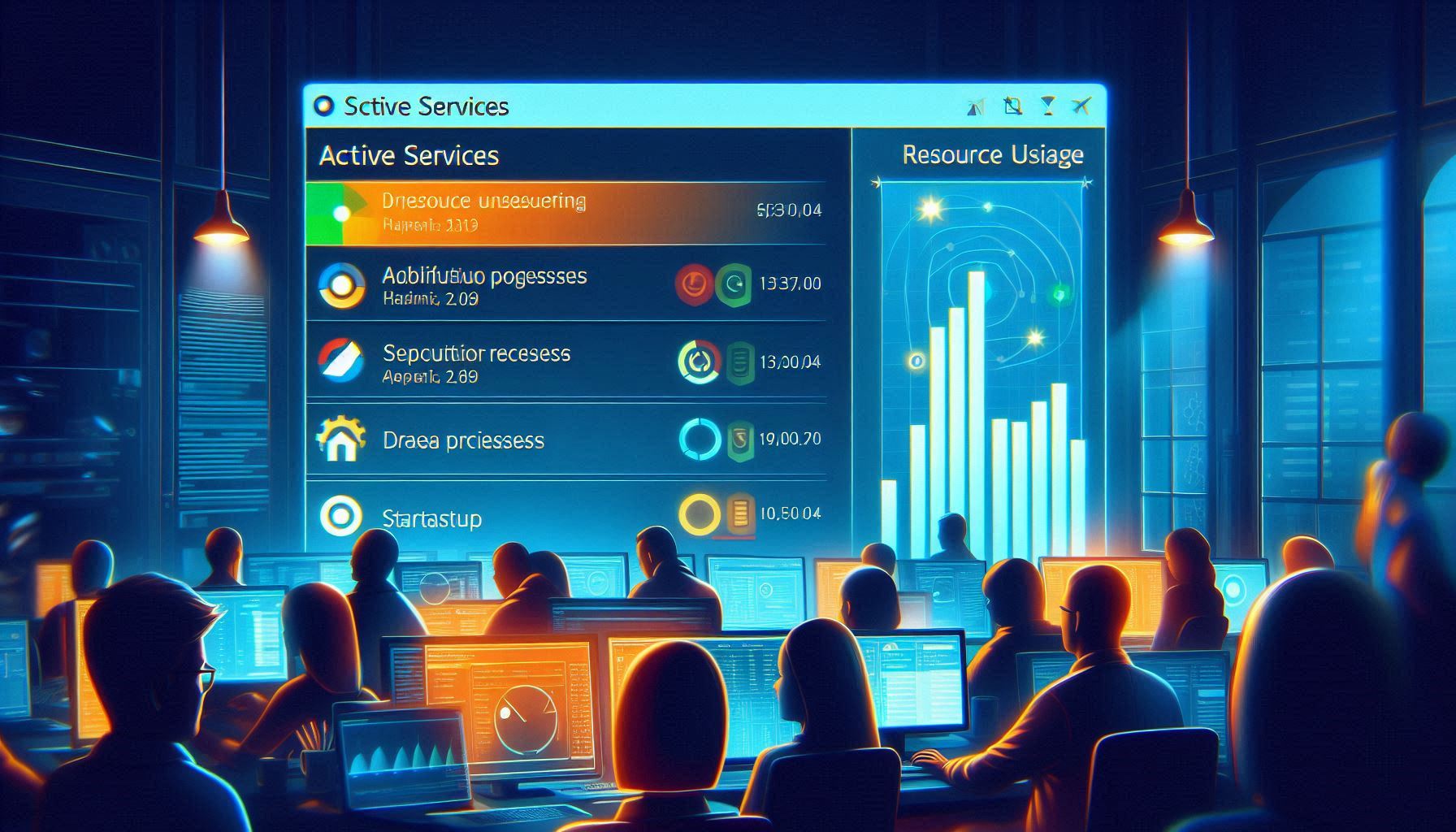 Task Manager showing resource usage by background processes.