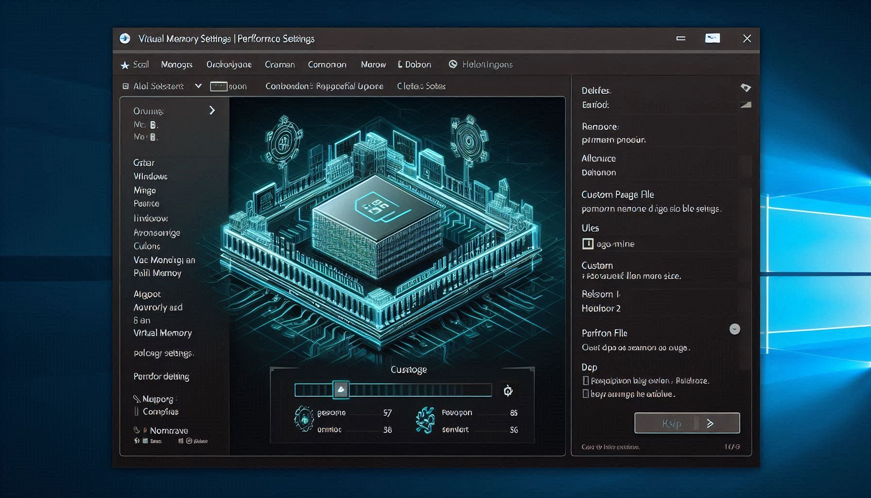 Virtual memory settings in Windows showing custom page file size.