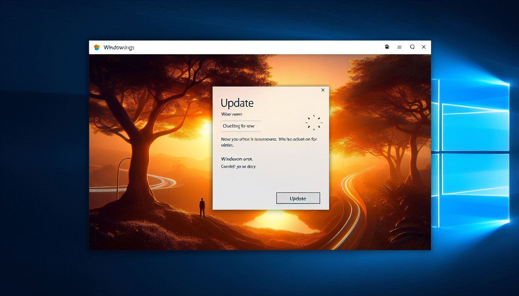 Windows settings page showing version and update status.