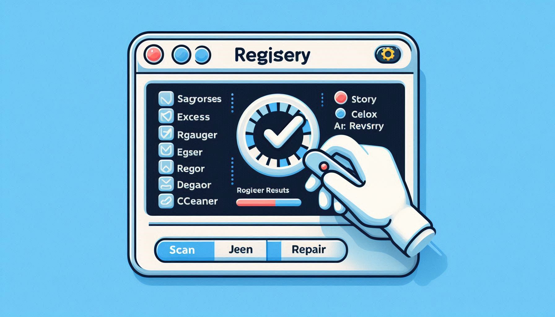 A registry cleaner software interface showing scan results.