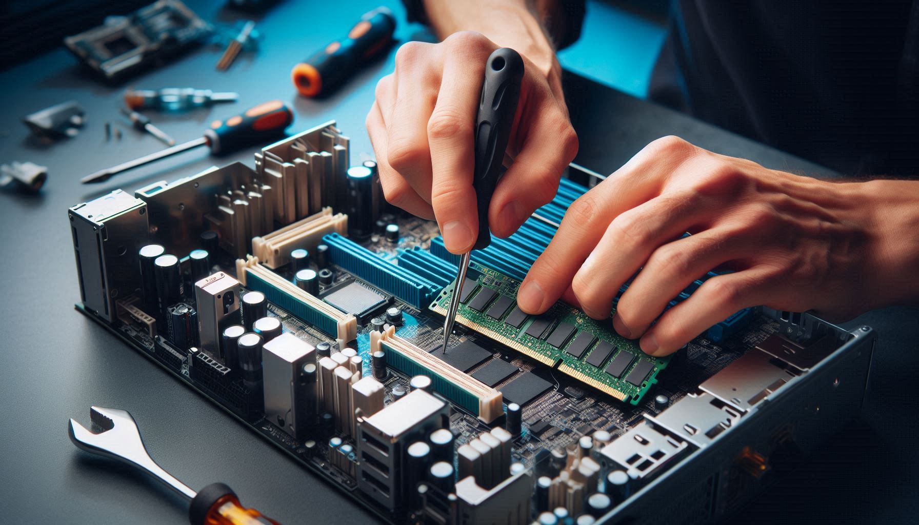 Swapping RAM into another PC for testing.